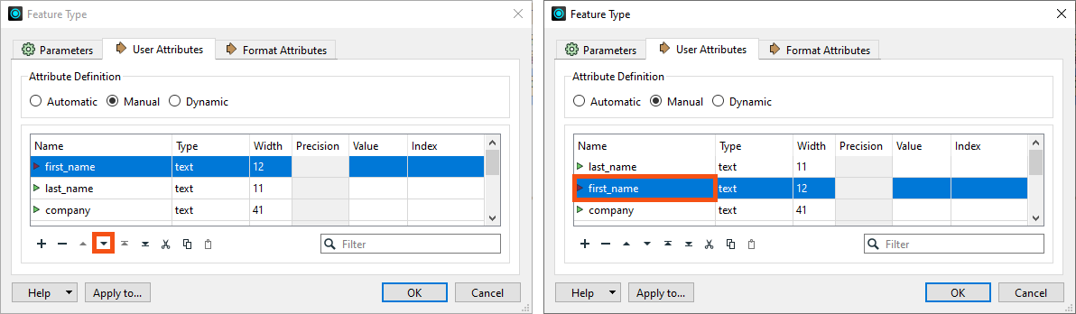 Changing attribute order